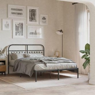 vidaXL Giroletto con Testiera in Metallo Nero 140x190 cm - Vidaxl