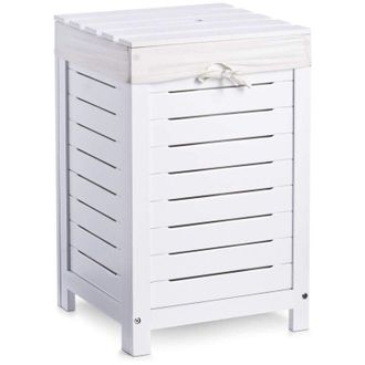 ZELLER 13437 Cassapanca Portabiancheria, Legno, Bianco, 35x35x55 cm