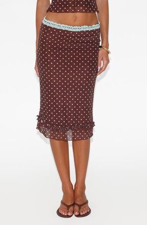 Tiger Mist Amara Low Rise Polka Dot Skirt in Blue Polka Dot at Nordstrom, Size Xx-Small