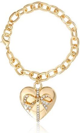 Juicy Couture Heart Bow Drop Bracelet, Gold-Tone Pav&eacute; in Gold Tone at Nordstrom