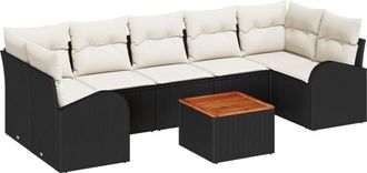 vidaXL Garden Sofa Set 8 pcs Black Poly rattan Vidaxl