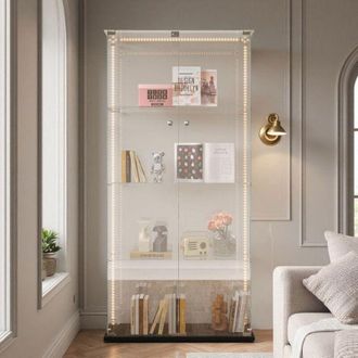 OEM Mueble Vitrina - Colecci&oacute;n Negra - Led Multicolor - Cristal Templado - 4 Niveles Para Joyas