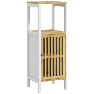 HOMCOM Bathroom Floor Cabinet Bamboo Bathroom Cupboard with Adjustable Shelf | TJ Hughes