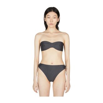 Ziah Bikinis, female, Gray, Size: L Striped Bandeau Bikini Top