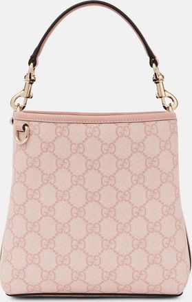 Gucci GG Emblem Mini leather-trimmed bucket bag