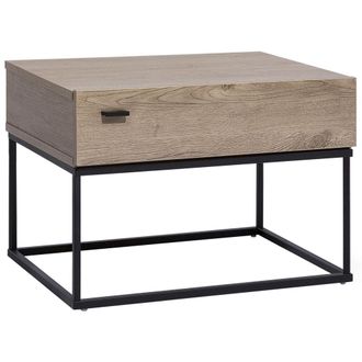 Beliani Beliani - Mesita De Noche Caj&oacute;n De Madera Oscura Base De Metal Negro Industrial Cairo