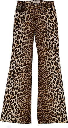 Roberto Cavalli Leopard-Print Flared Jeans, Brand Size 42 ( US Size 8 )