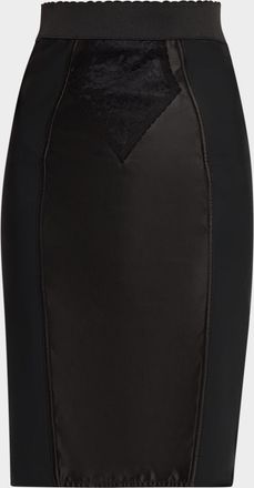 Dolce & Gabbana Lace Satin Paneled Pencil Skirt