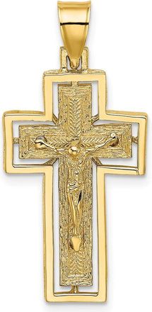 Diamond2Deal 10k Gold Textured Crucifix Frame Charm