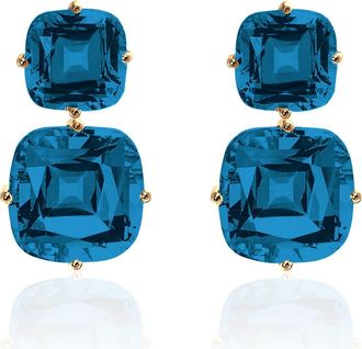 Goshwara Gossip Double Drop Earrings in Deep Blue at Nordstrom