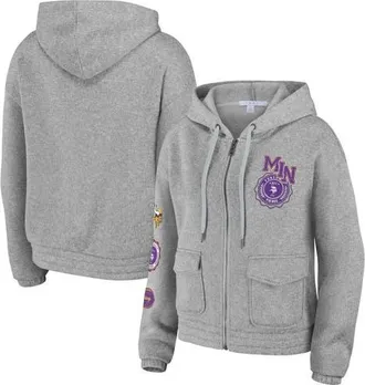 WEAR by Erin Andrews Womens WEAR by Erin Andrews Heather Gray Minnesota Vikings Full-Zip Hoodie at Nordstrom, Size Xx-Large