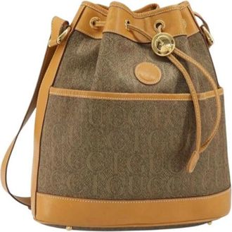 Gucci Pre-owned Bucket Bags, female, Brown, Size: ONE SIZE Pre-owned Canvas Bucket Bag