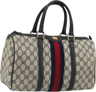 Gucci Pre-owned Vintage GG Canvas Boston Bag - Dames - Vintage Handtas - Blauw - ONE Size - Leer - Vintage