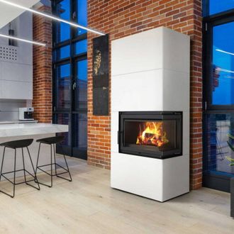Kratki Kamineinsatz Simple Box 8 kW &Oslash; 200 Bianco mit T&uuml;rfeder