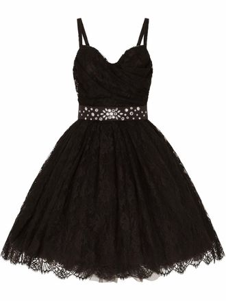 Dolce & Gabbana sweetheart-neck chantilly-lace minidress - women - Silk/Silk/Cotton/Cotton/Elastane/Nylon/Nylon - 38 - Black