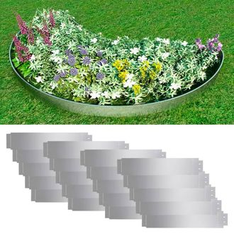 Berkfield Home Lawn Fence 20 pcs Galvanised Steel 100x20 cm in Silver