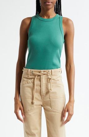 Veronica Beard Jordyn Rib Crop Tank in Clover at Nordstrom, Size X-Large