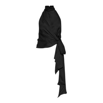 Balmain Top de Seda Charmeuse con Espalda Descubierta - Tops - Mujer - Negro - 2XS