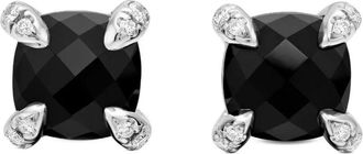 David Yurman sterling silver Petite Chatelaine onyx and diamond stud earrings (6mm) - women - Onyx/Sterling Silver/Diamond - One Size - Black