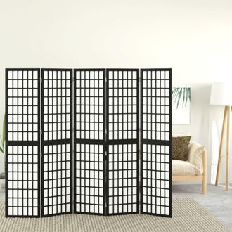vidaXL Vidaxl - Biombo Plegable Con 5 Paneles Estilo Japon&eacute;s Negro 200x170 Cm