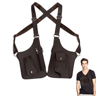 Generic Anti Theft Bag For Men - 27.5x31cm PU Leather Shoulder Pouch | Adjustable Leather Bag | Anti Theft Harness, Double Side Pocket, Multi Pocket Pouch,Cam