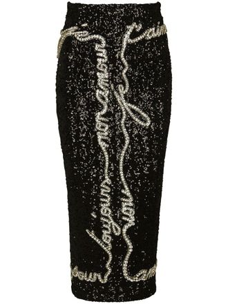 Balmain sequin-embellished midi skirt - women - Polyester - 38 - Black
