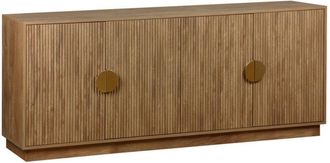 Sweeek Sweeek - Exotic 4-door sideboard, grooved mango wood effect, gilded metal handles, w 180 x d 40 x h 75cm