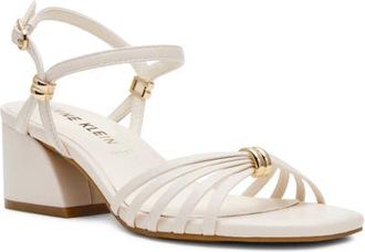 Anne Klein Mikayla Ankle Strap Sandal in White Pu at Nordstrom, Size 6.5