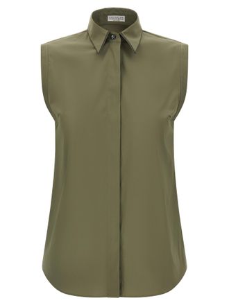 Brunello Cucinelli Bicolor Cotton Womens Blouse