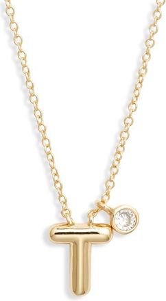 Chelsea28 Goldtone Initial Pendant Necklace in T- Clear- Gold at Nordstrom