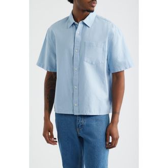 BP. Boxy Crop Oxford Button-Up Shirt in Blue Peaceful at Nordstrom, Size Xx-Large