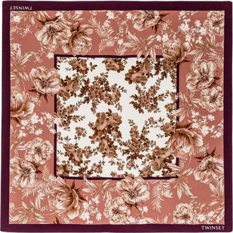 Twin-Set Foulard con stampa a fiori - Marrone