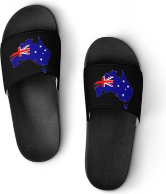 Generic Australia Flag Map Unisex Beach Slippers & Pool Slides Anti-Slip House Shoes for Home Outdoor