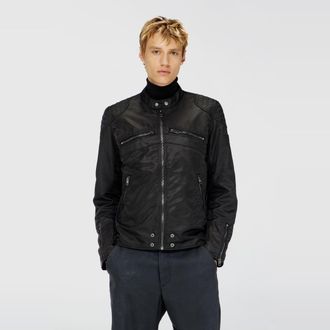 Diesel Nylon jacket with quilted shoulders and zip pockets - Jackets - Man - Black