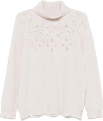 Twinset Stijlvolle Sweater Set - Dames - Coltruien - Beige - XL - Truien & Vesten