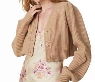 LoveShackFancy Avignon Cardigan In Fawn