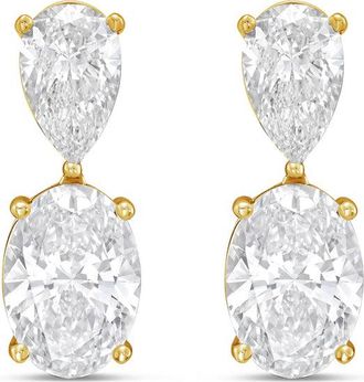 Diana M. Jewels 14K Yellow Gold 8.00 Cts of Lab grown pear and oval shape diamond drop earrings