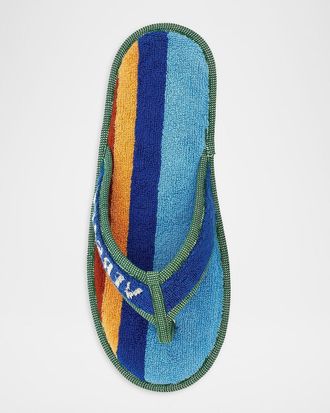 Versace Men & apos;s Logo Striped Jacquard Flip-Flops