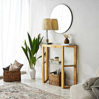 Dmora Consola Euphoria, Mesa Multiusos, Gabinete De Soporte, Escritorio De Pasillo, 85x31h85 Cm, Roble, Con Embalaje Reforzado - Dmora