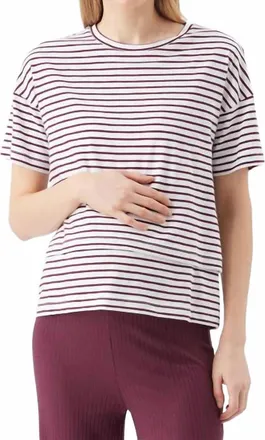 Ripe Claudette Nursing Tee In White/maroon