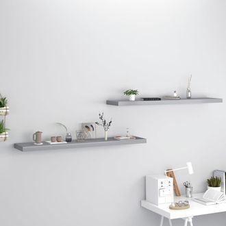 vidaXL Vidaxl - Estantes Flotantes De Pared 2 Uds Mdf Gris 120x23,5x3,8 Cm