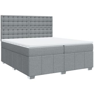 vidaXL Vidaxl - Cama Box Spring Con Colch&oacute;n Tela Gris Claro 200x200 Cm