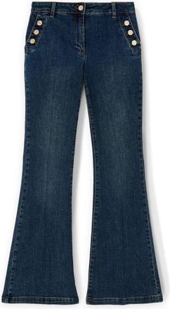 Motivi Flare Jeans met Knopenpatroon - Dames - Flared Jeans - Blauw - 2XS - Katoen - Jeans