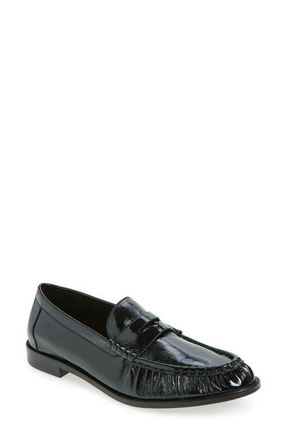 Jeffrey Campbell Stallone Penny Loafer in Black Crinkle Patent at Nordstrom, Size 5.5