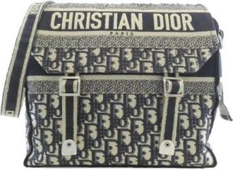 Dior Pre-owned Oblique Camp Canvas Shoulder Bag - Dames - Vintage Schoudertas - Blauw - ONE Size - Vintage