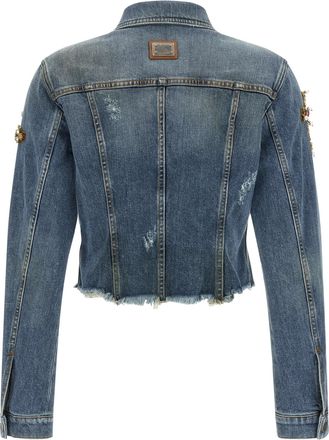 Dolce & Gabbana Crystal-Embellished Denim Jacket - Blue