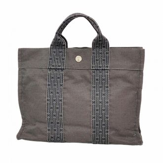 Herm&egrave;s Gray Canvas Tote Bag (Pre-Owned)