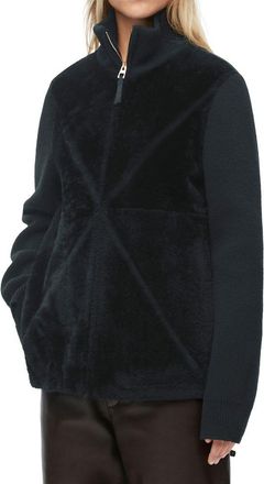 Loewe Womens Black Lamb Fur Coat Clothing