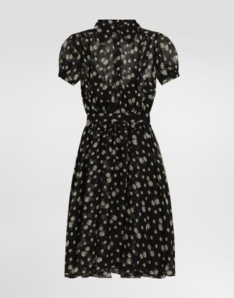 Dolce & Gabbana Small Rose And Polka Dot-print Chiffon Dress - Woman Dresses Multicolor 36