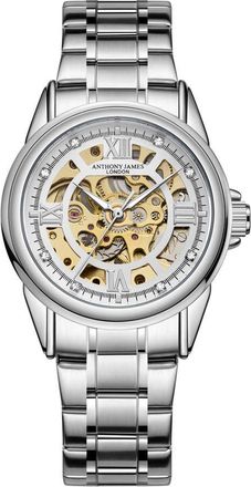 Anthony James Skeleton Automatic Silver-tone Dial Mens Watch AJ006N2